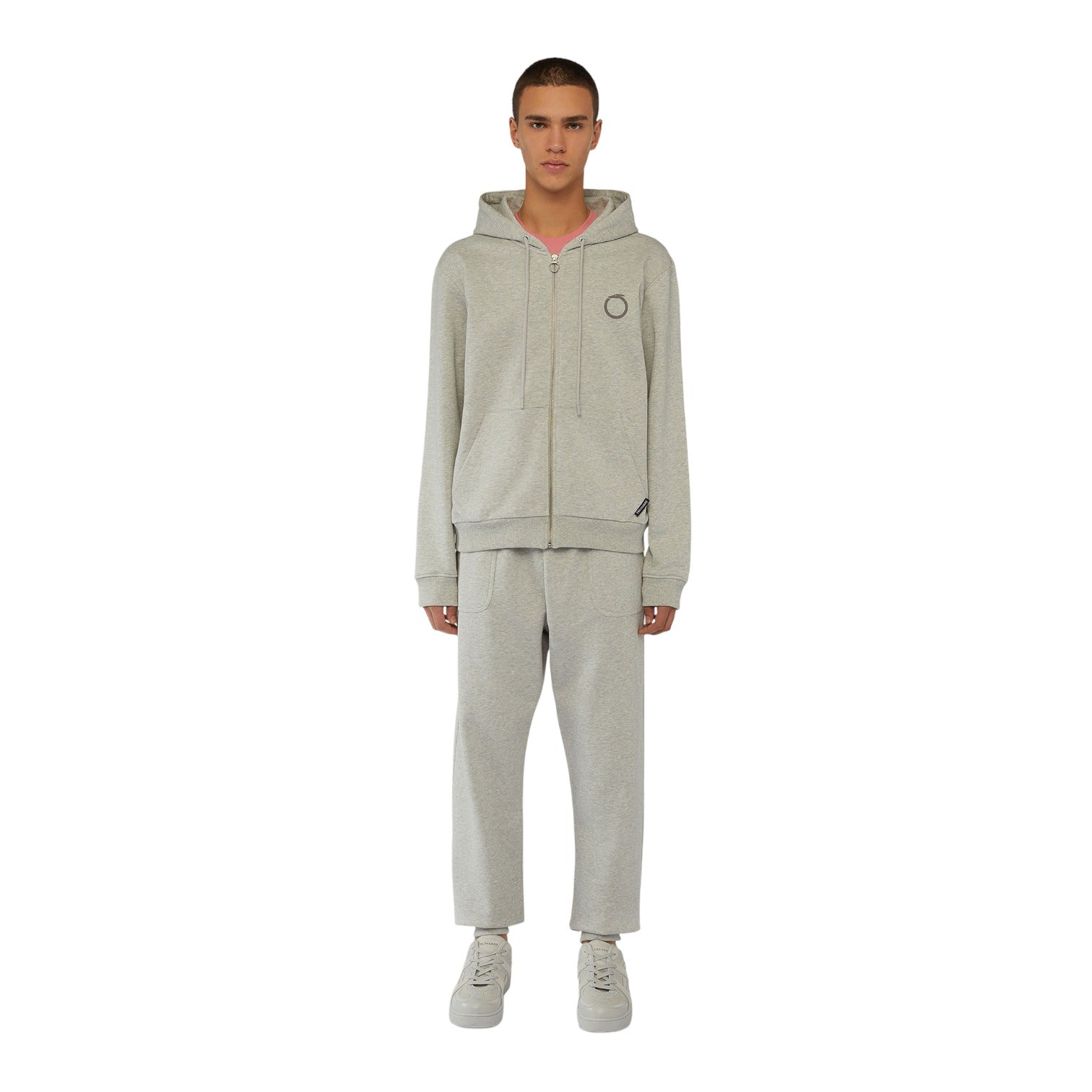 Felpa Con Zip Uomo Trussardi Con Cappuccio Small Greyhound Print Melange Cotton Medium Weight 52F00301-1T006317