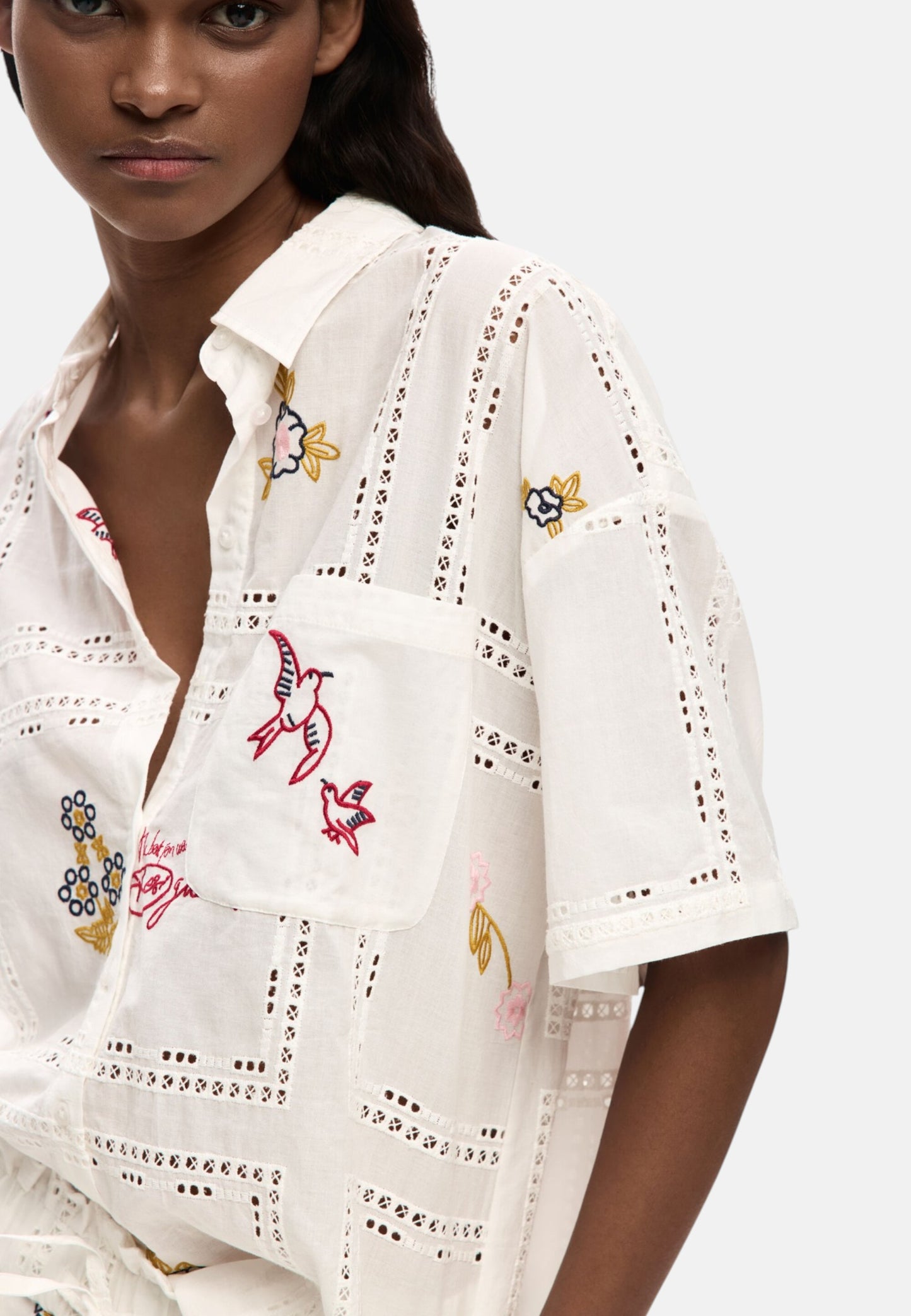 Camicia Manica Corta Donna Desigual Regular Fit Traforata Martin 26SWCW30