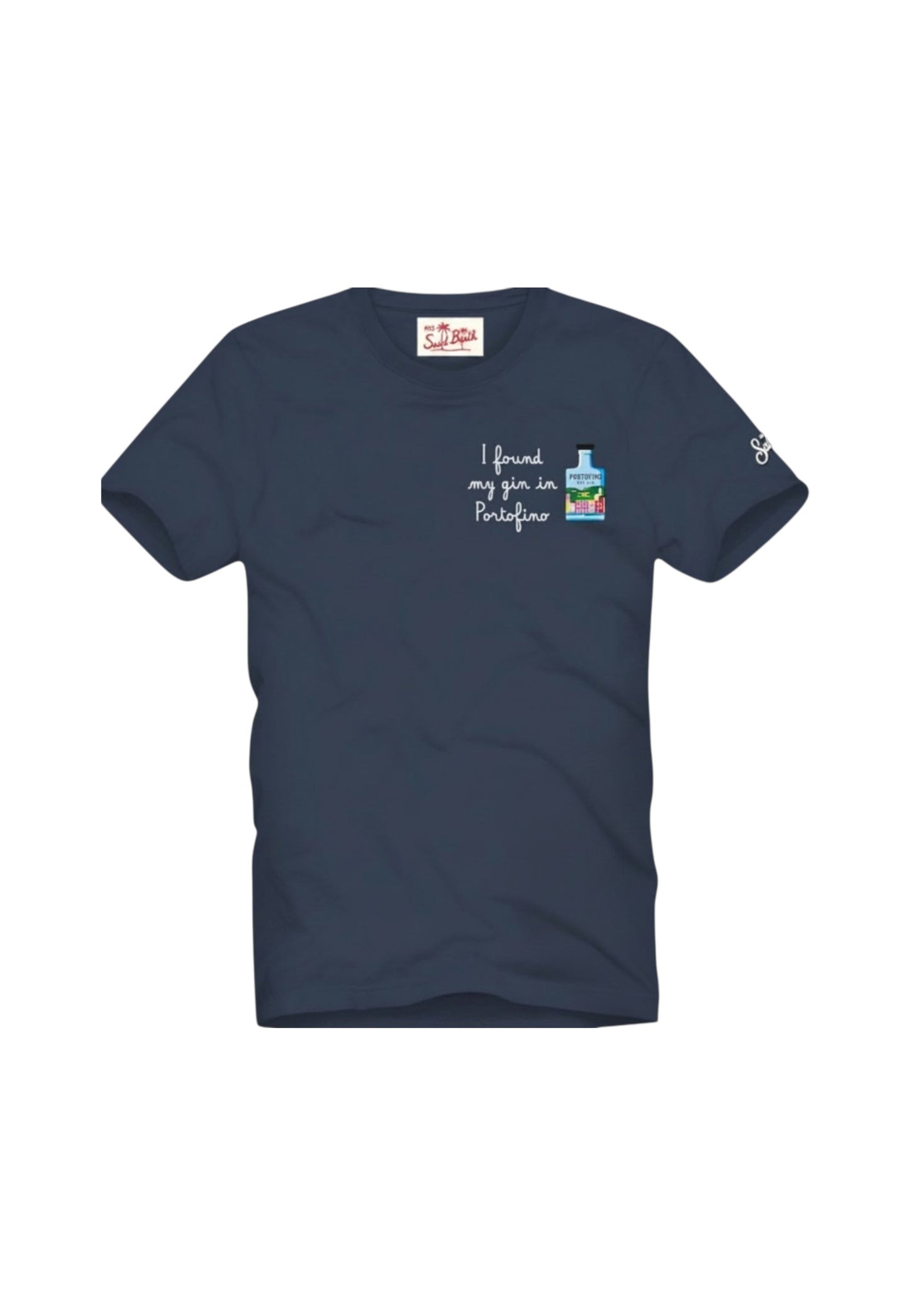 T-Shirt Manica Corta Uomo Mc2 Saint Barth Stampa E/O Ricamo Frontale Portofino Gin Hab Portofino POT0001