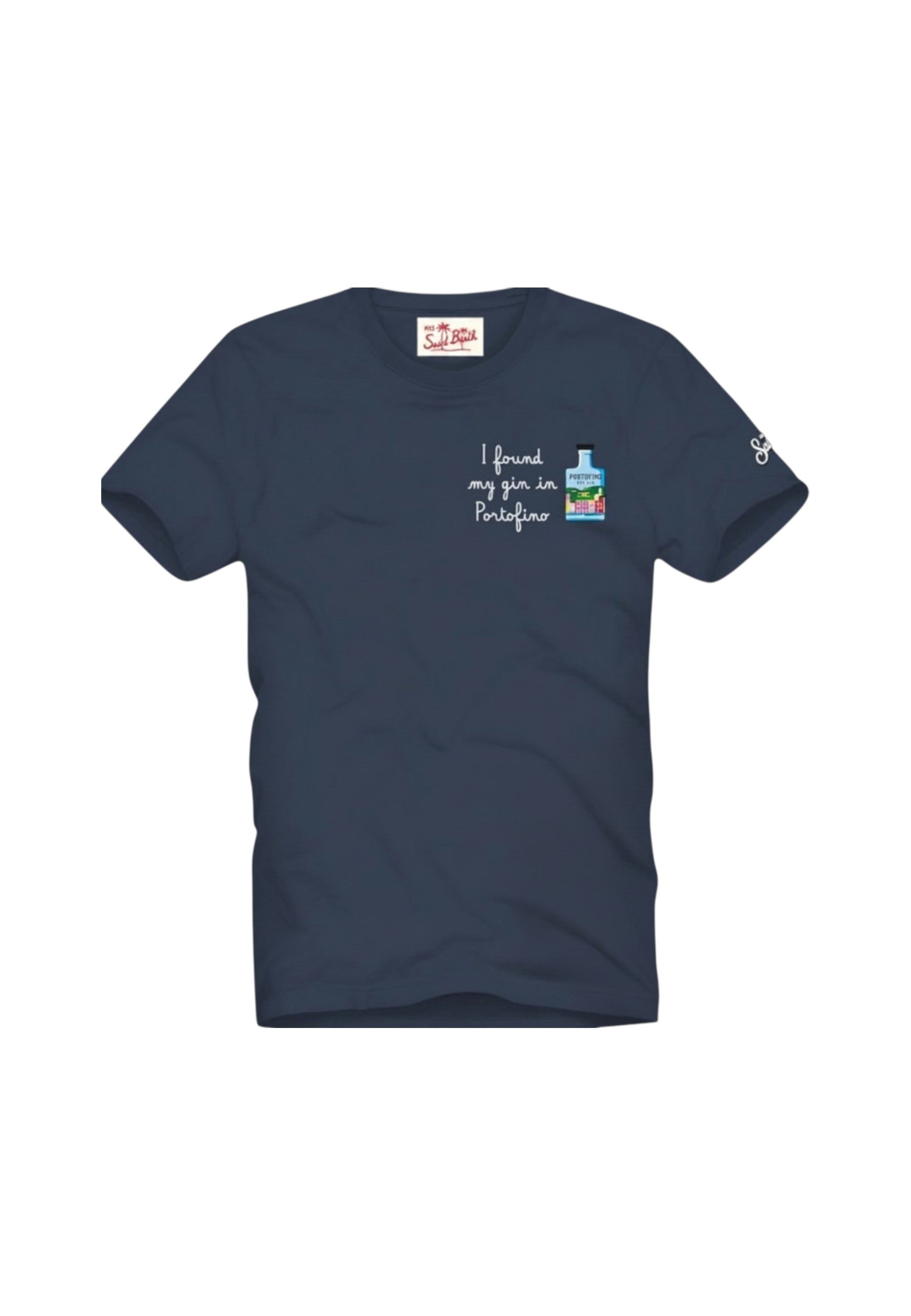 T-Shirt Manica Corta Uomo Mc2 Saint Barth Stampa E/O Ricamo Frontale Portofino Gin Hab Portofino POT0001