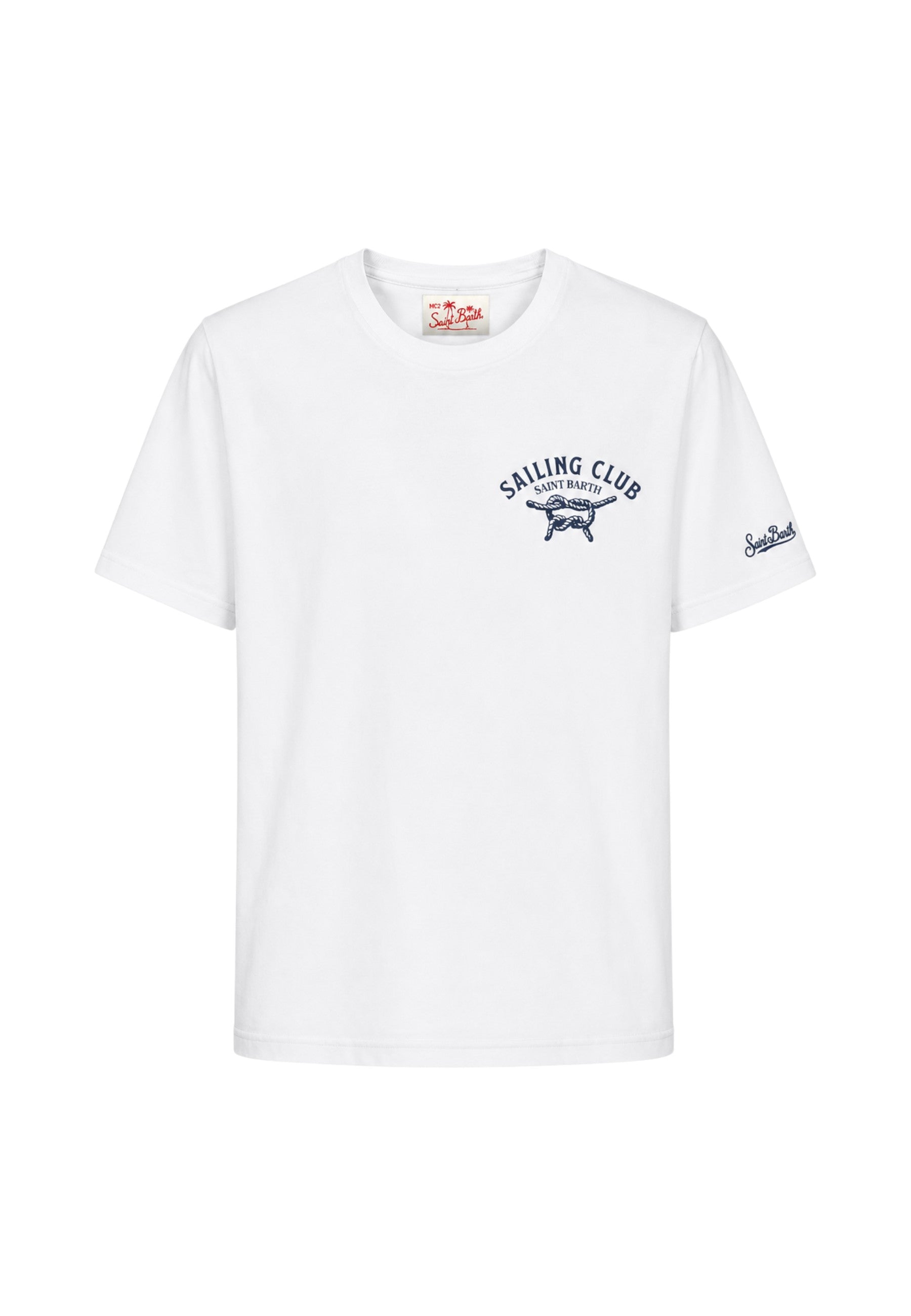 T-Shirt Manica Corta Uomo Mc2 Saint Barth Stampa/Ricamo Fronte E Retro Sb Sailing Regatta Portland PRL0002