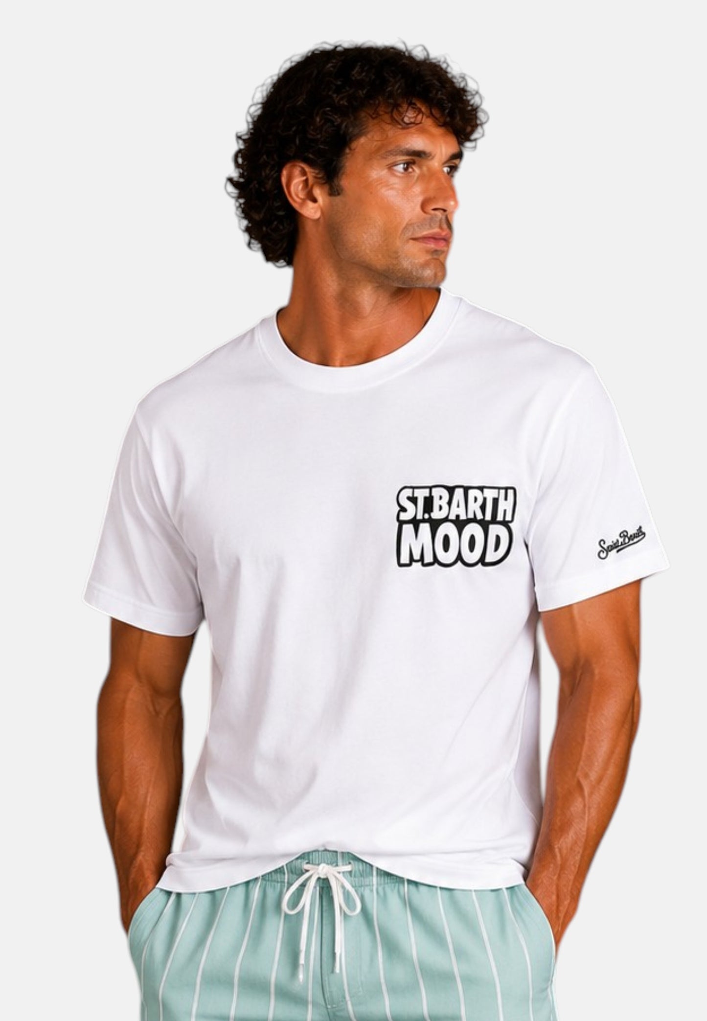 T-Shirt Manica Corta Uomo Mc2 Saint Barth Stampa/Ricamo Fronte E Retro Obelix Sb Mood Emb Portland PRL0002