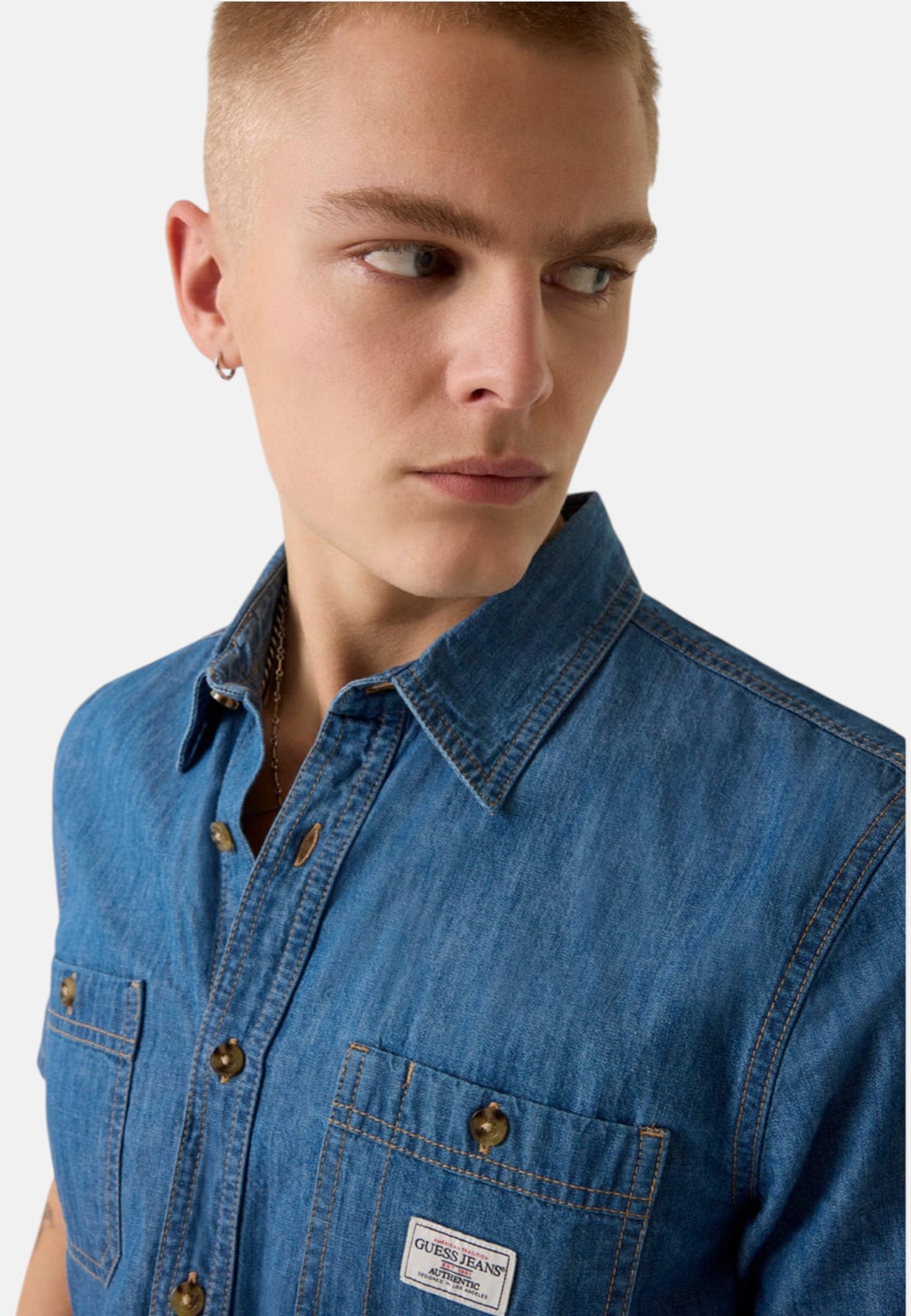 Camicia Manica Corta Uomo Guess In Denim Gj Regular M6GH09D5NY3