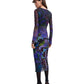 Vestito Lungo Donna Desigual Collaborazione M. C. Lacroix, Motivo a foglie, Fit regular, In tulle, Manica lunga, Viscosa Lenzing EcoVero, Poliestere riciclato Leafs 26WWVK01