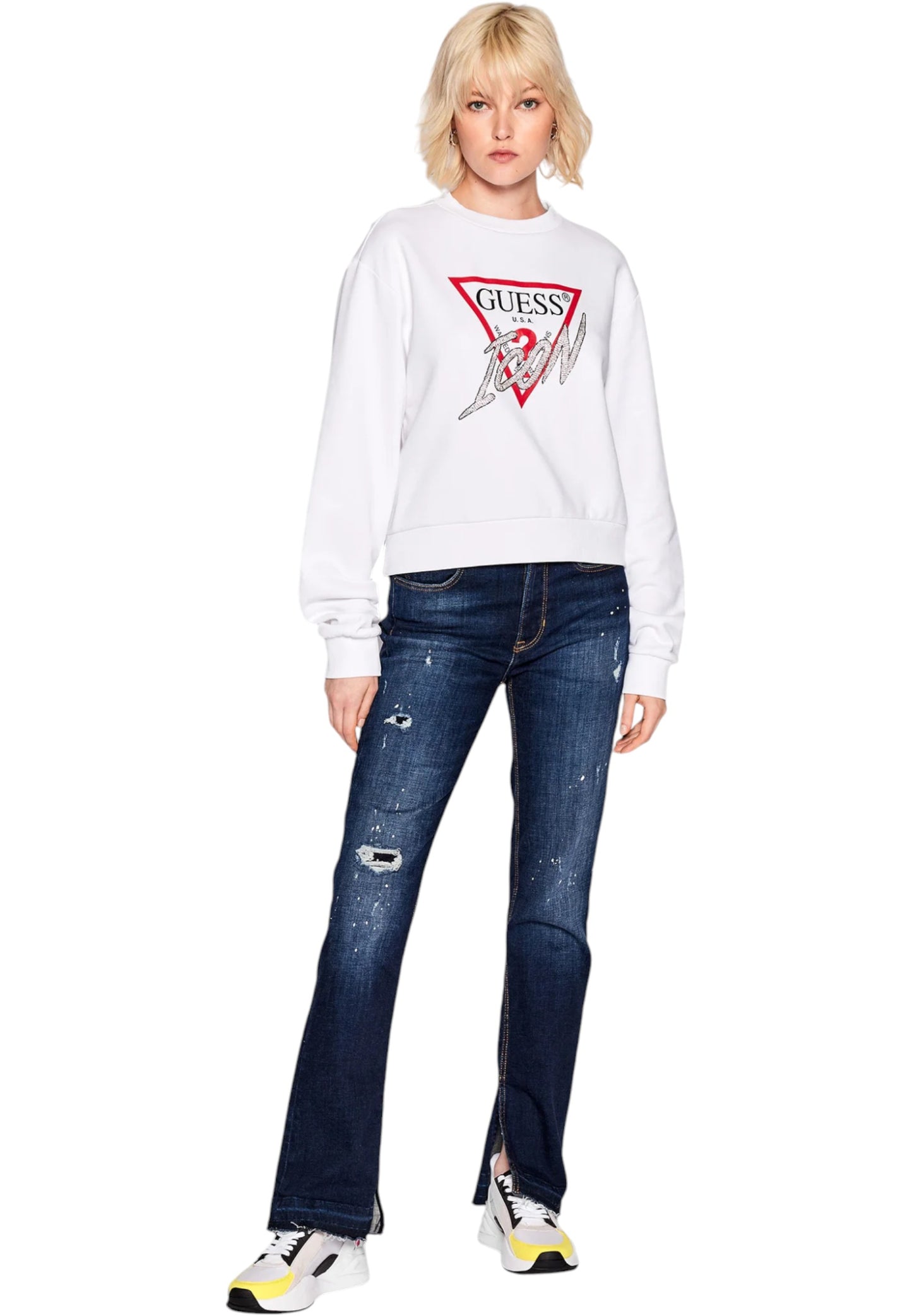 Felpa A Girocollo Donna Guess  Love Triangle