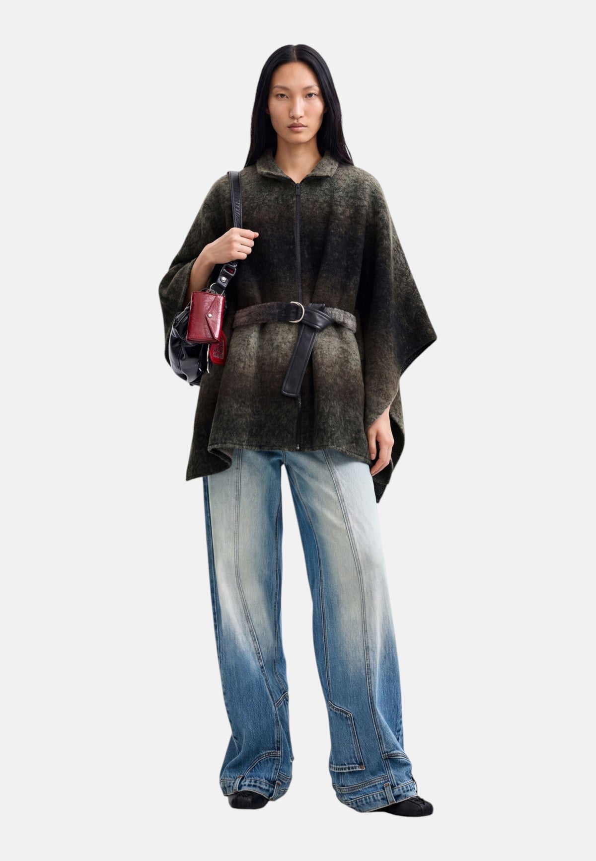Poncho  Donna Desigual  Poncho Aldama Belt Gray 26WAIA30