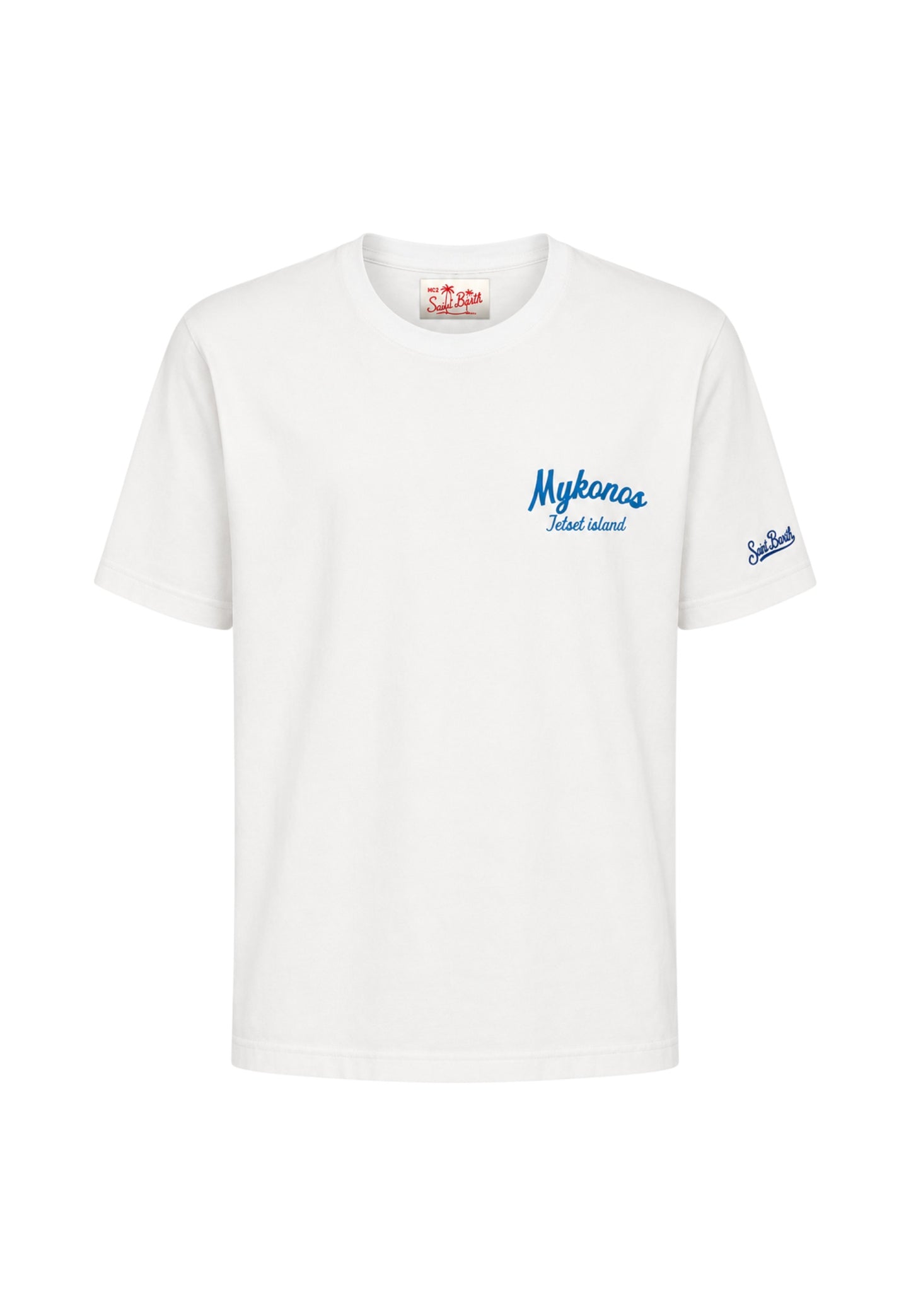 T-Shirt Manica Corta Uomo Mc2 Saint Barth Stampa/Ricamo Fronte E Retro Mykonos Ouzo Portland PRL0002