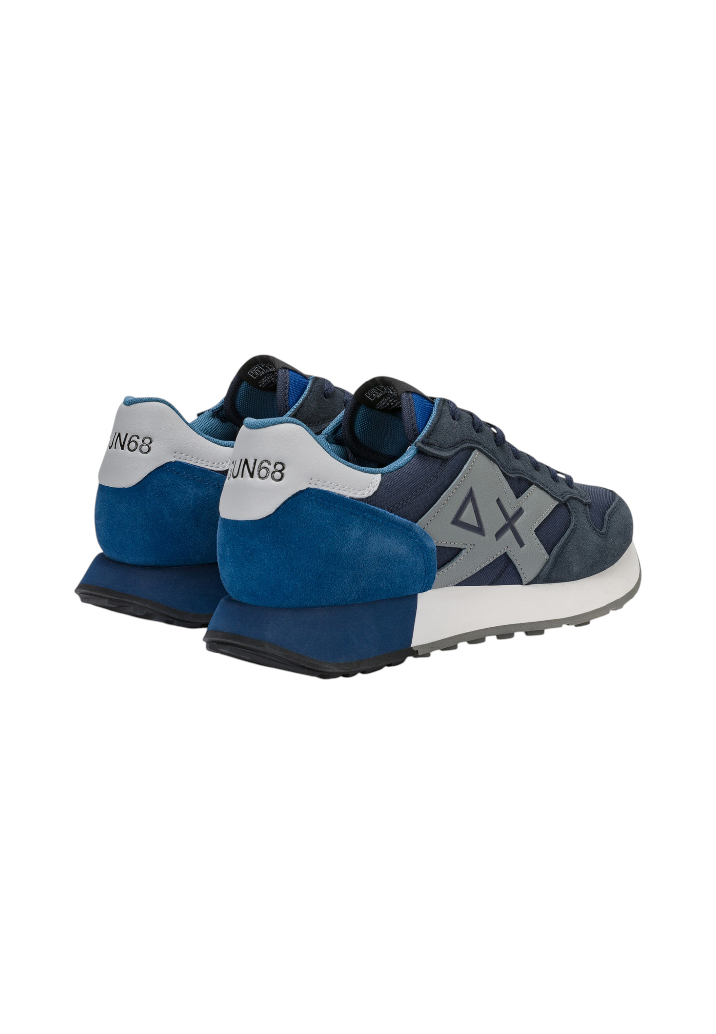 Sneakers Basse Uomo Sun68 Stile Running, Nylon E Suede, Maxi Logo Ricamato, Dettagli A Contrasto Jaki 2.0 Solid Z46121