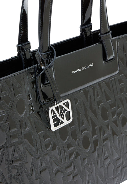 Borsa A Spalla Donna Armani Exchange Shopper Lucida Con Logo Allover  XW001481AF17290