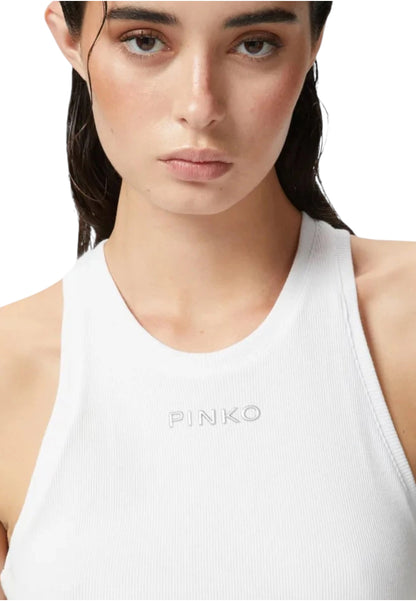 Canotta  Donna Pinko A Costine Con Logo Distinto