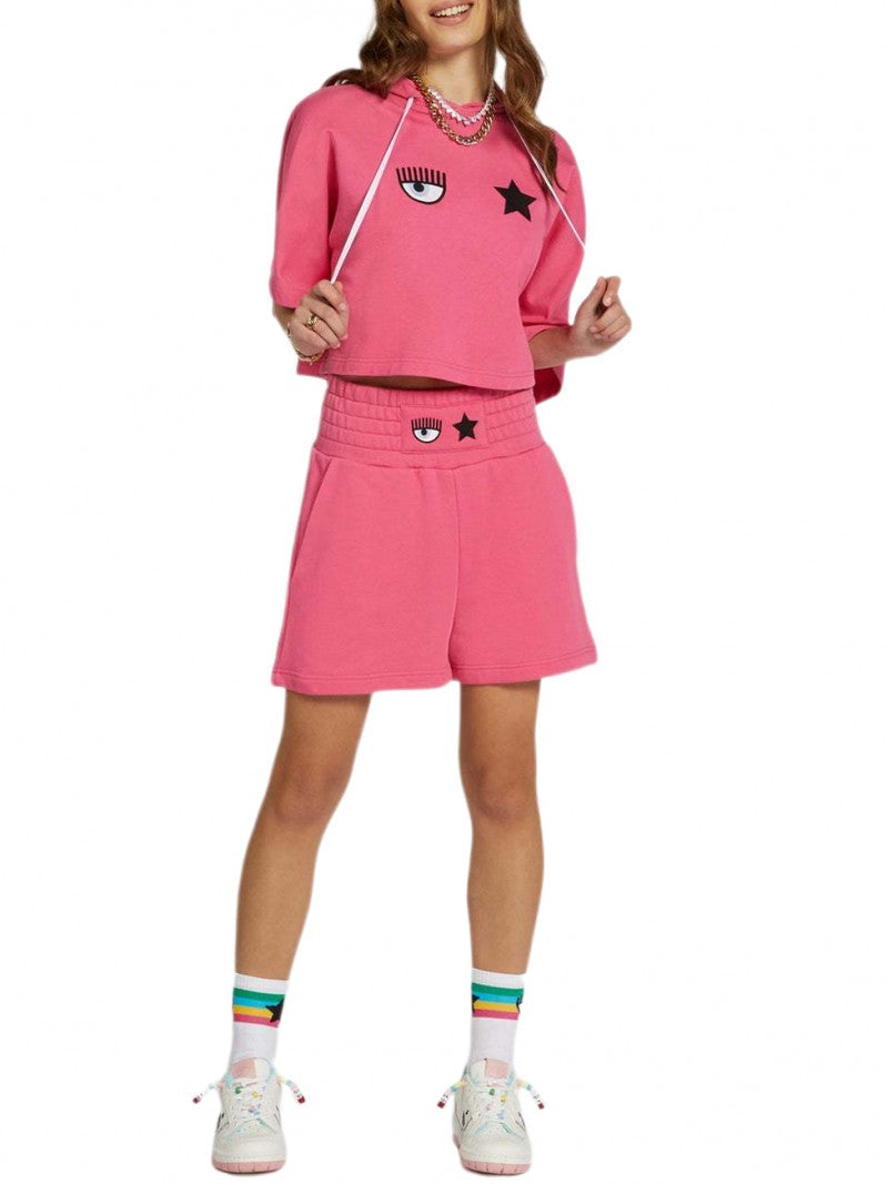 Felpa Con Cappuccio Donna Chiara Ferragni Cropped Manica Corta  72CBIT12CFT02