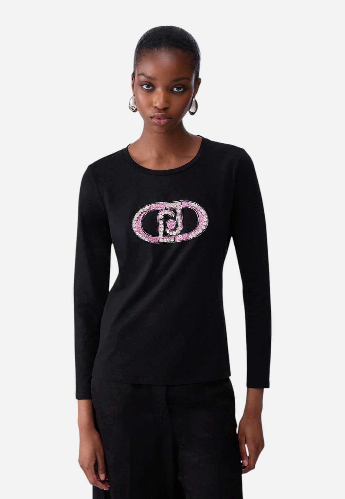 T-Shirt Manica lunga Donna Liu Jo Basica Monogram Stone TF6245JS003