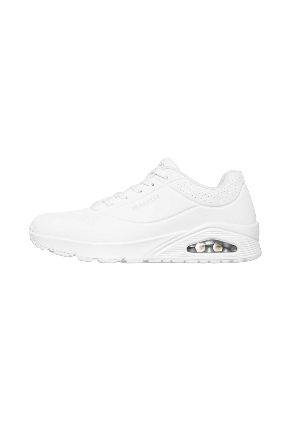 Sneakers Basse Uomo Skechers Air-Cooled Memory Foam, Skech-Air, Intersuola ammortizzata ad aria, Tomaia traforata, Durabuck, Chiusura con lacci Uno - Stand On Air 52458