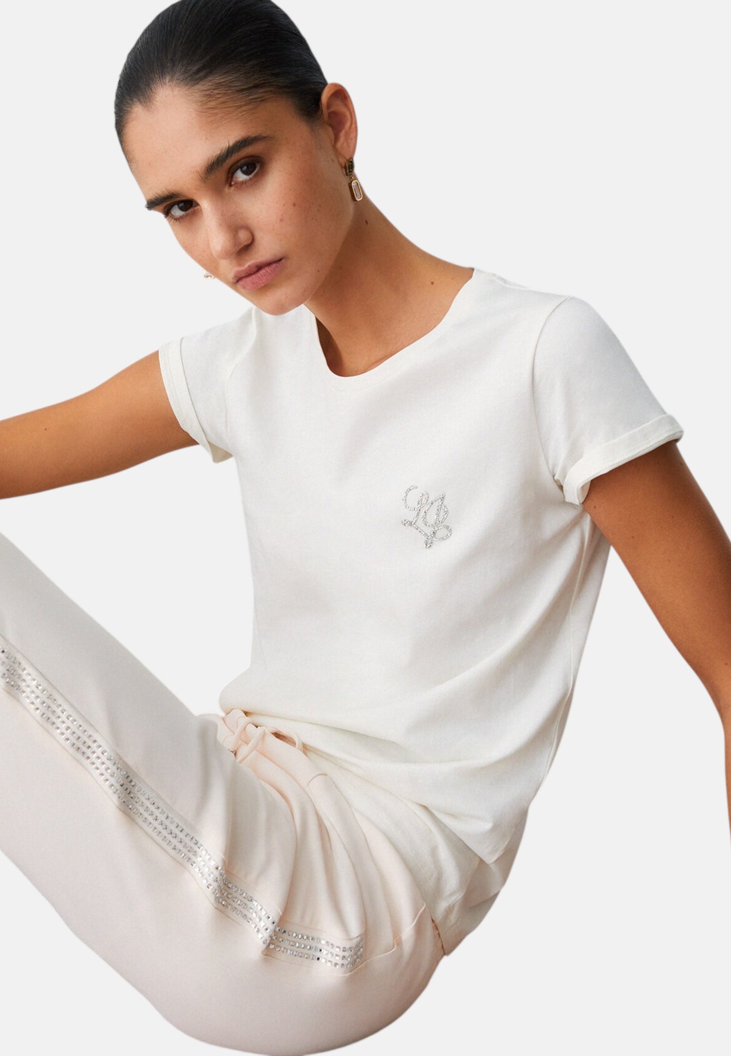 T-Shirt Manica Corta Donna Liu Jo LJ Strass Eco Line TA6056JS923