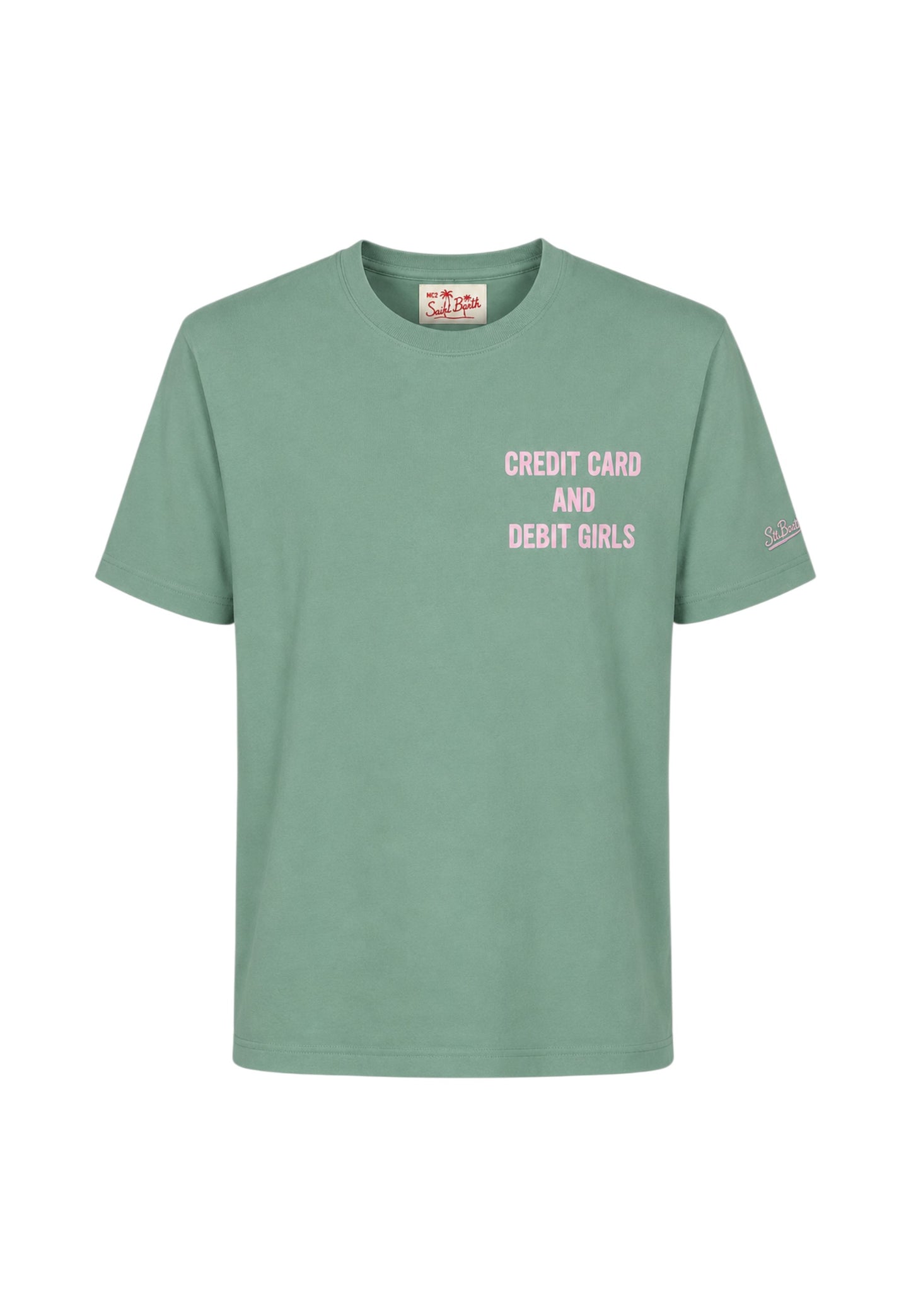 T-Shirt Manica Corta Uomo Mc2 Saint Barth Stampa/Ricamo Fronte E Retro Credit Card Portland PRL0002