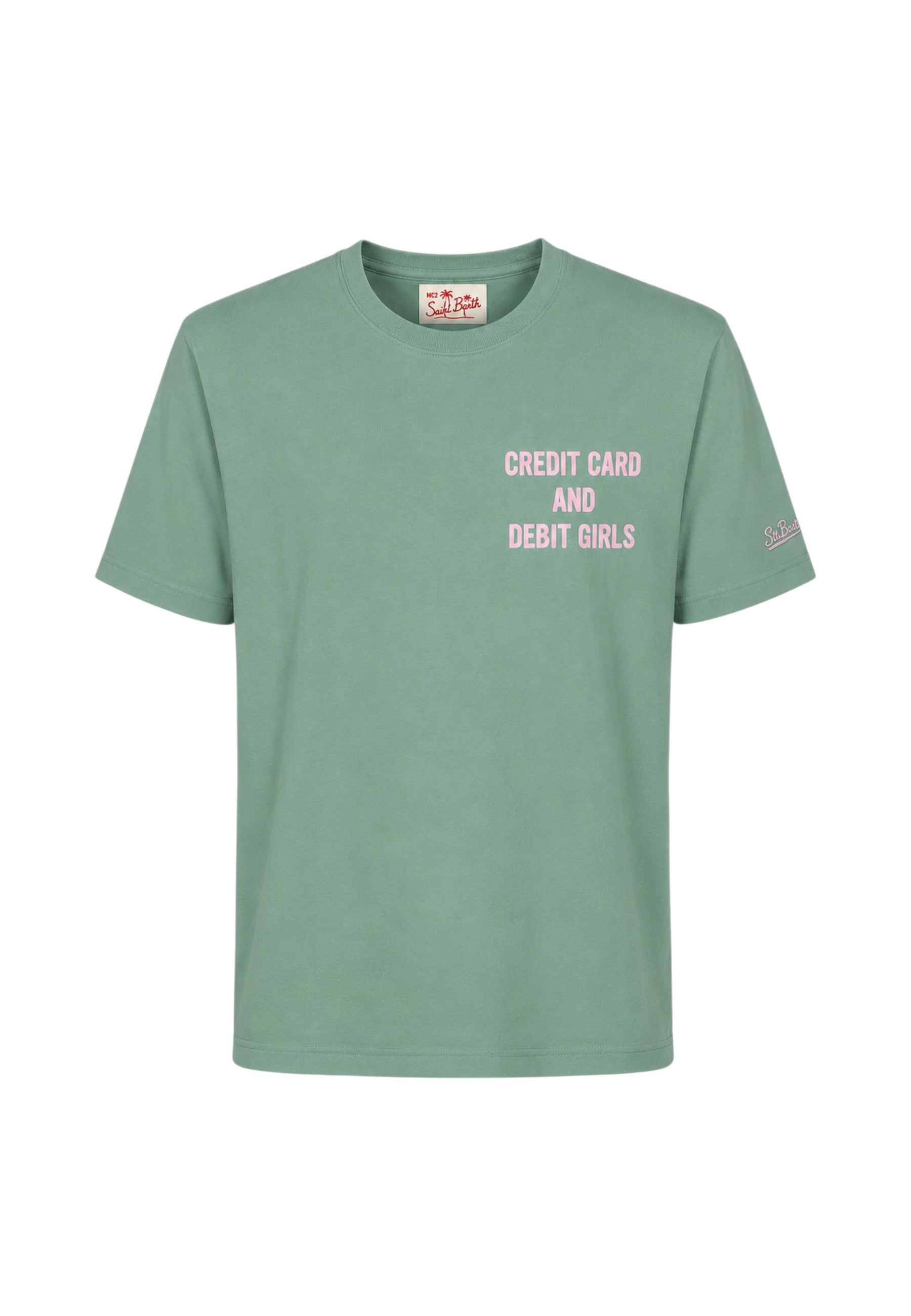 T-Shirt Manica Corta Uomo Mc2 Saint Barth Stampa/Ricamo Fronte E Retro Credit Card Portland PRL0002