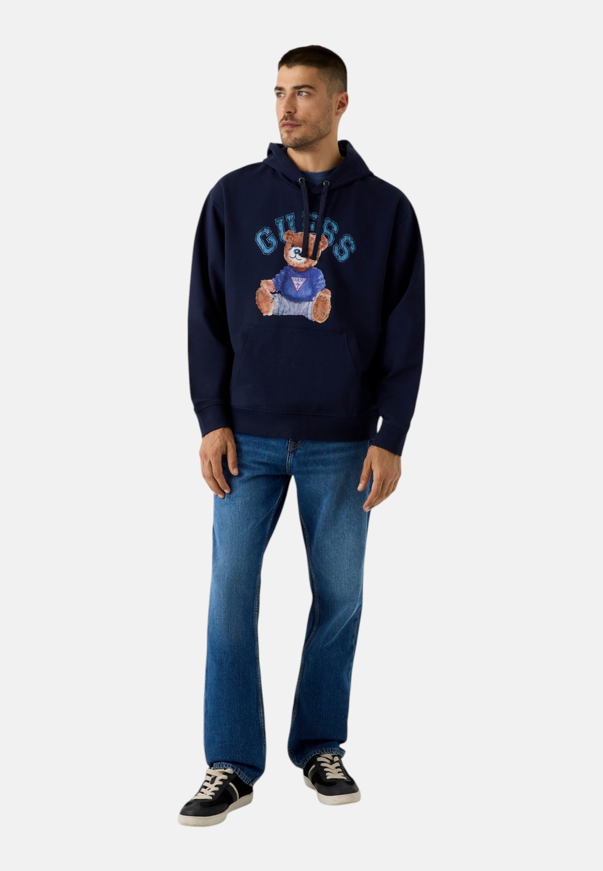 Felpa Con Cappuccio Uomo Guess Motivo orsetto, Interno garzato  M6YQ38K5436