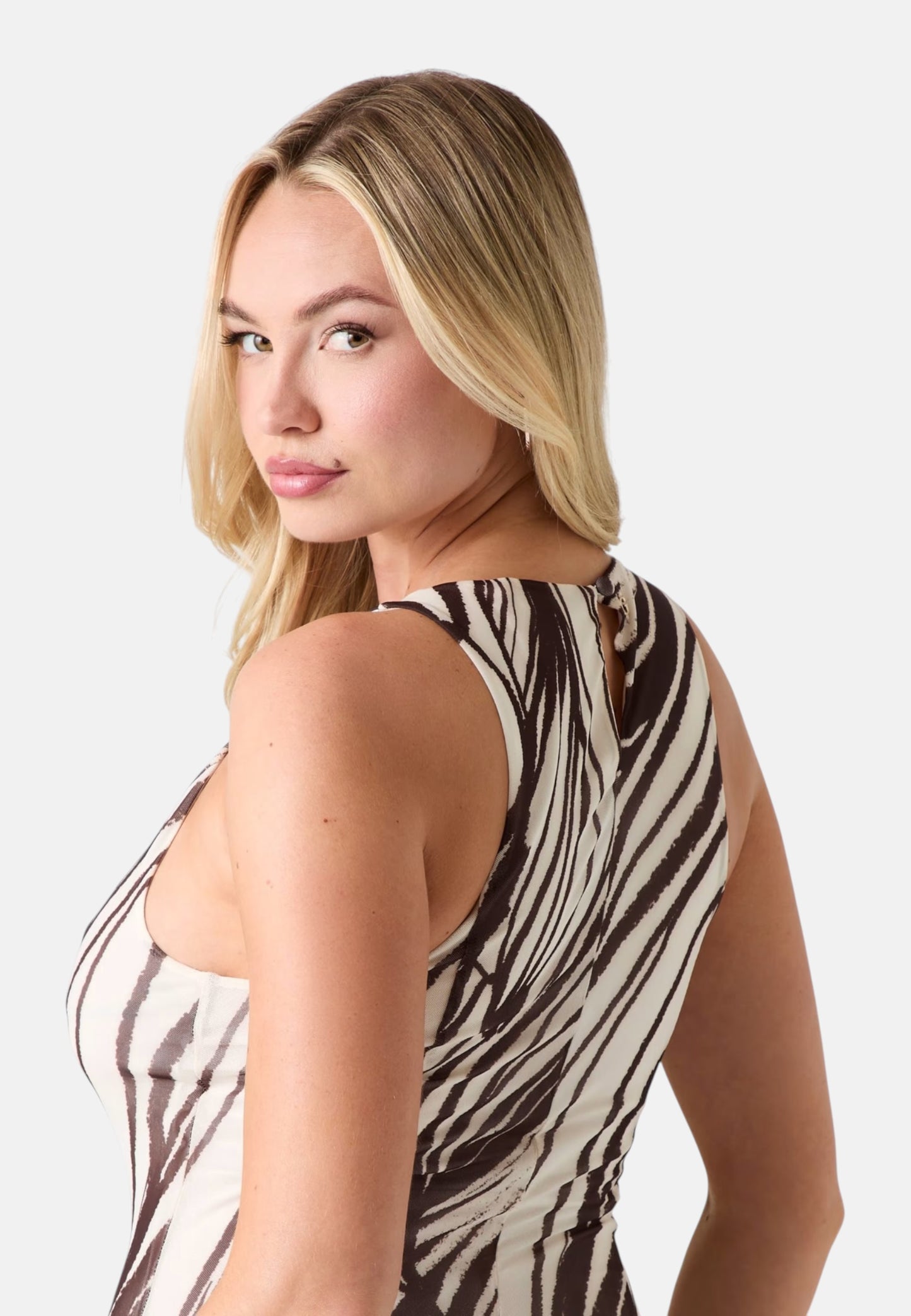 Vestito Lungo Donna Guess Stampa Palm Leaves Serafina Mesh W6GK13K2943