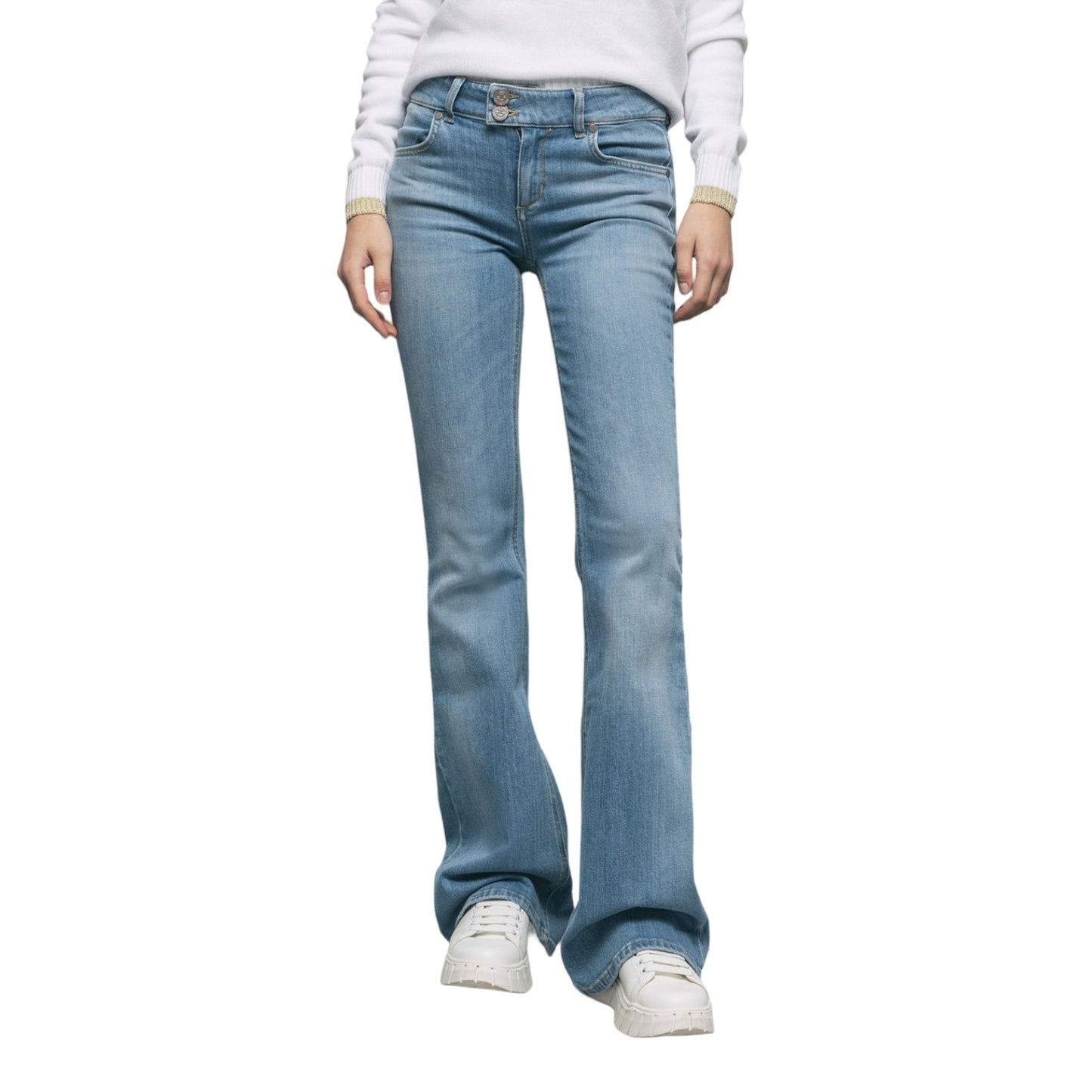 Pantaloni  Donna Gaelle  Flare In Denim Con Ricamo GBDP17188