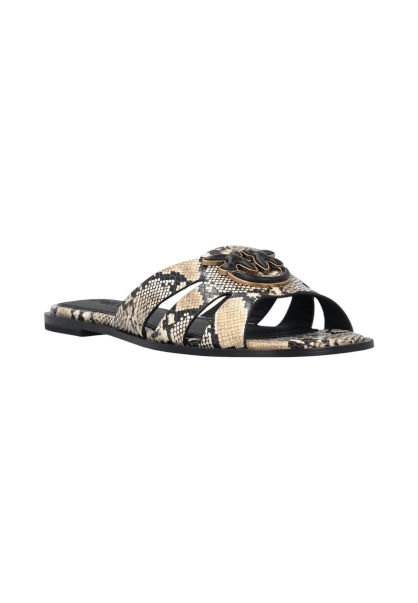 Ciabatte  Donna Pinko In Pelle Di Vitello Stampa Pitone E Logo Love Birds Milly 04 SD0463P042