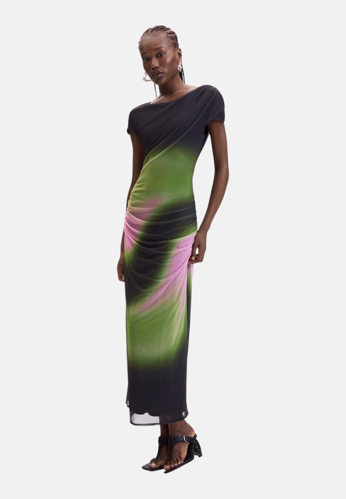 Vestito Lungo Donna Desigual Motivo grafico, Fit regular, In tulle, Manica corta Cracovia 26WWVK32