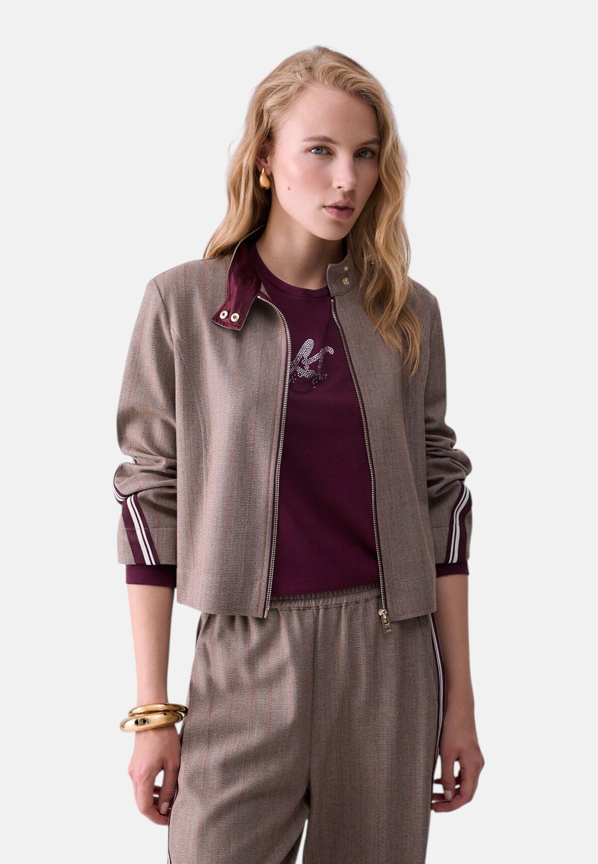 Giacca  Donna Liu Jo Corta Gessata Con Zip  TF6146T692A