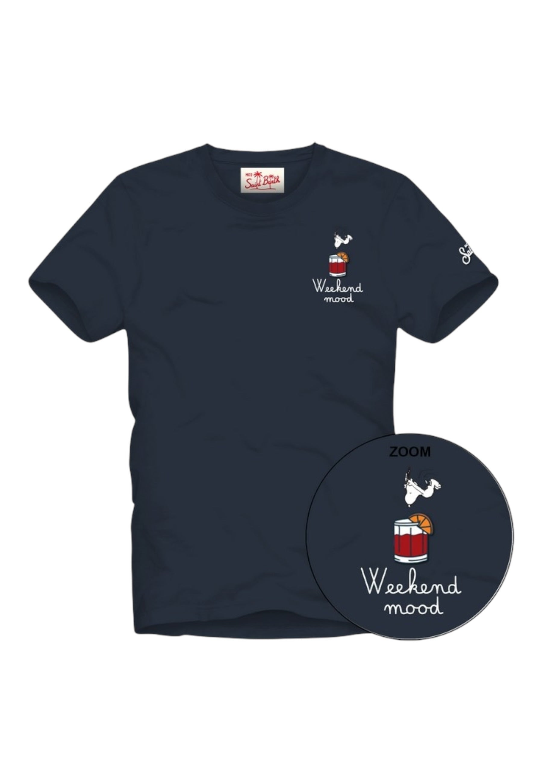 T-Shirt Manica Corta Uomo Mc2 Saint Barth Stampa E/O Ricamo Frontale Snoopy Weekend Dive Portofino POT0001