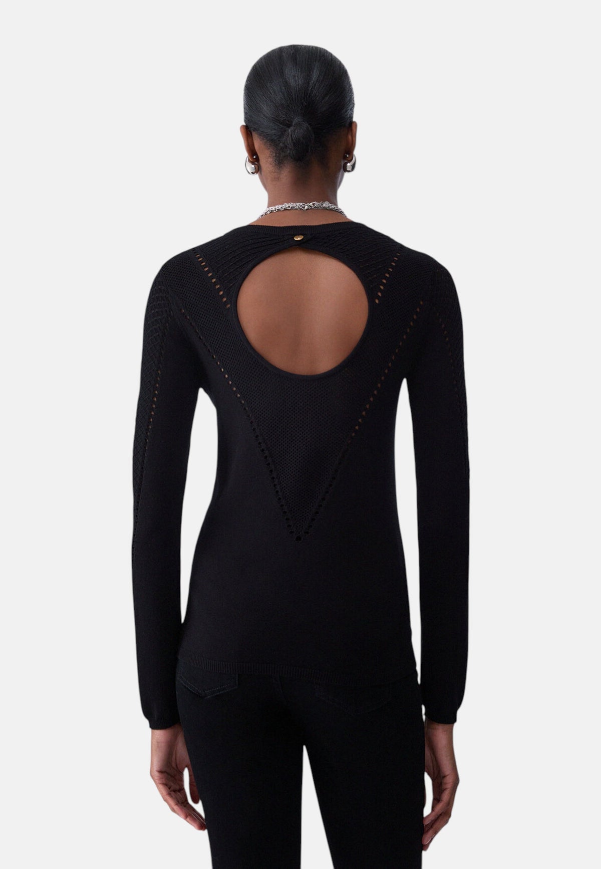 Maglia A Girocollo Donna Liu Jo Traforata Con Motivo Geometrico  WF6239MS99E