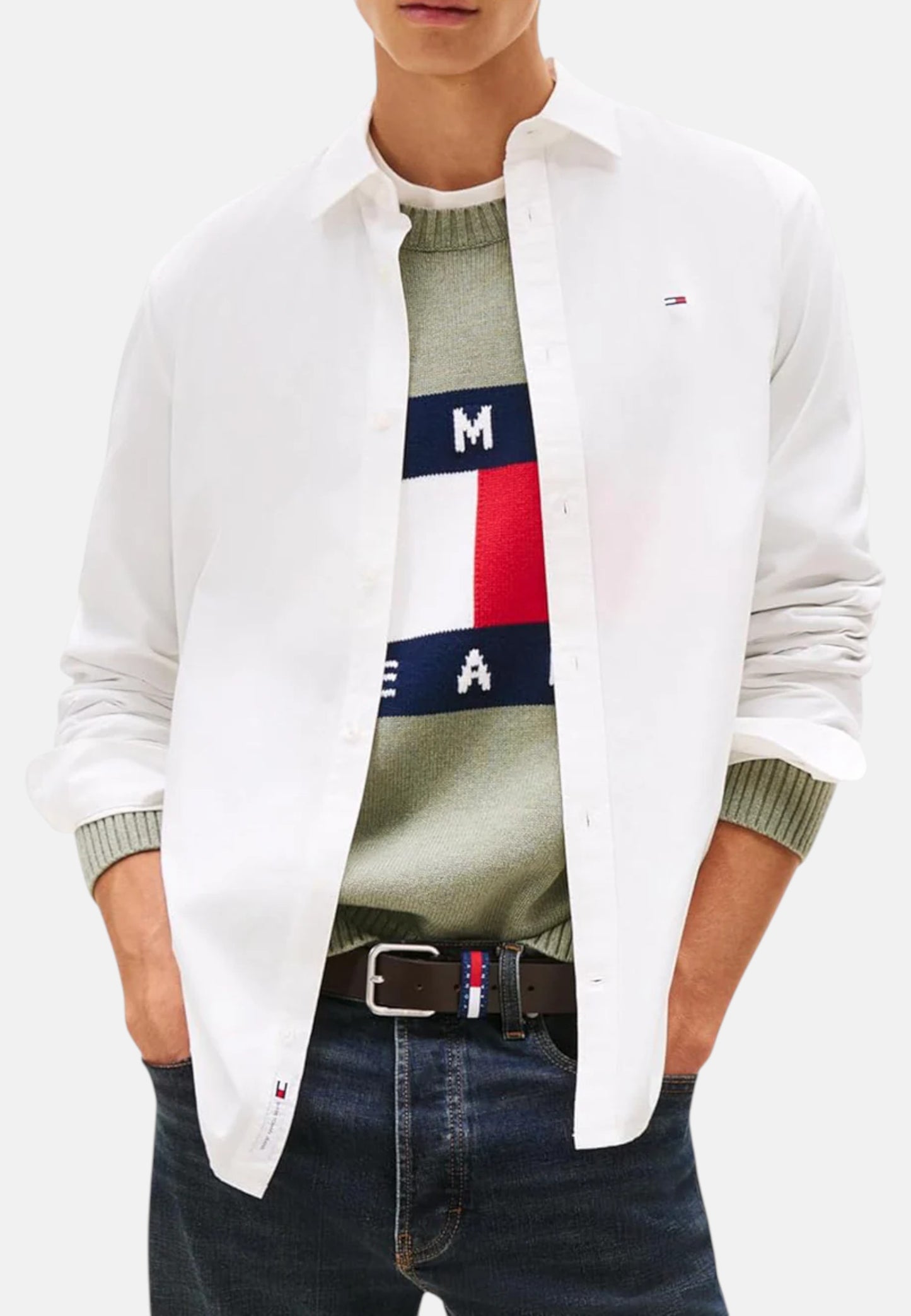 Camicia Manica lunga Uomo Tommy Jeans  Tjm Reg Poplin Shir DM0DM22026