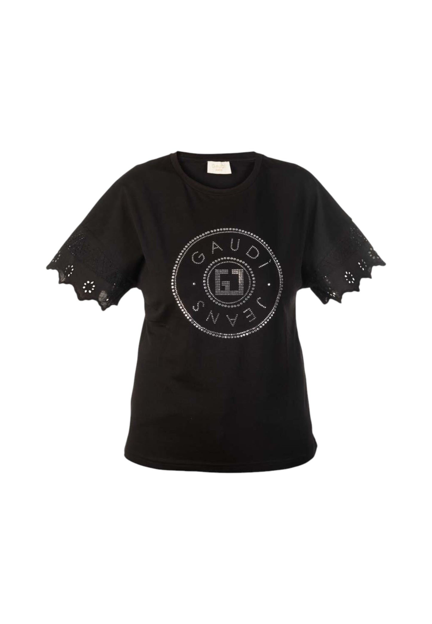 T-Shirt Manica Corta Donna Gaudi Con Maniche In Pizzo