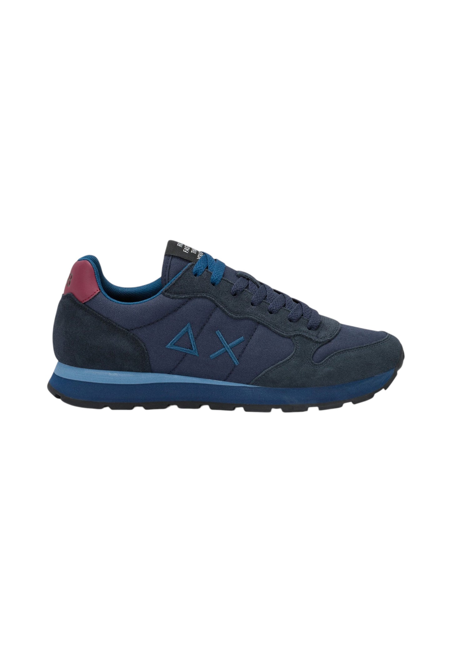 Sneakers Basse Uomo Sun68 Stile Running, Logo Ricamato, Nylon E Suede Tom Solid Z46101