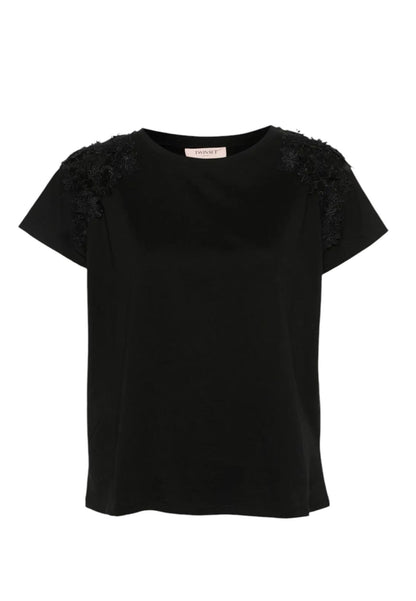 T-Shirt Manica Corta Donna Twinset Con Patch Fiori  241TT2270