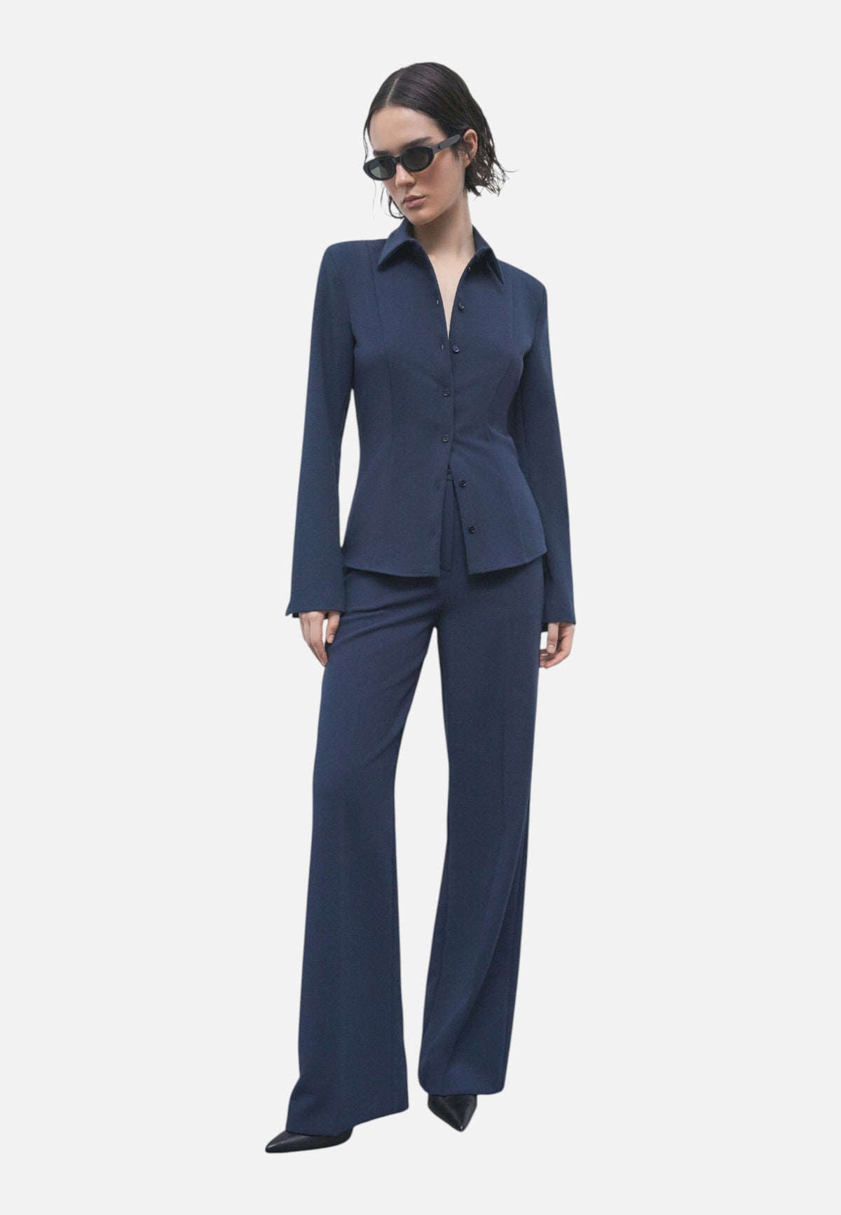 Camicia Manica lunga Donna Patrizia Pepe Tela doppia stretch, Linea sartoriale strutturata, Vestibilit� aderente, Chiusura frontale con bottoni, Colletto classico, Cuciture sagomate, Made in Italy  2C0025C0273