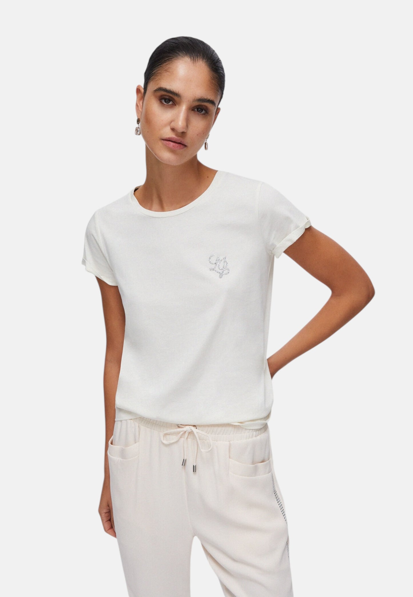 T-Shirt Manica Corta Donna Liu Jo LJ Strass Eco Line TA6056JS923