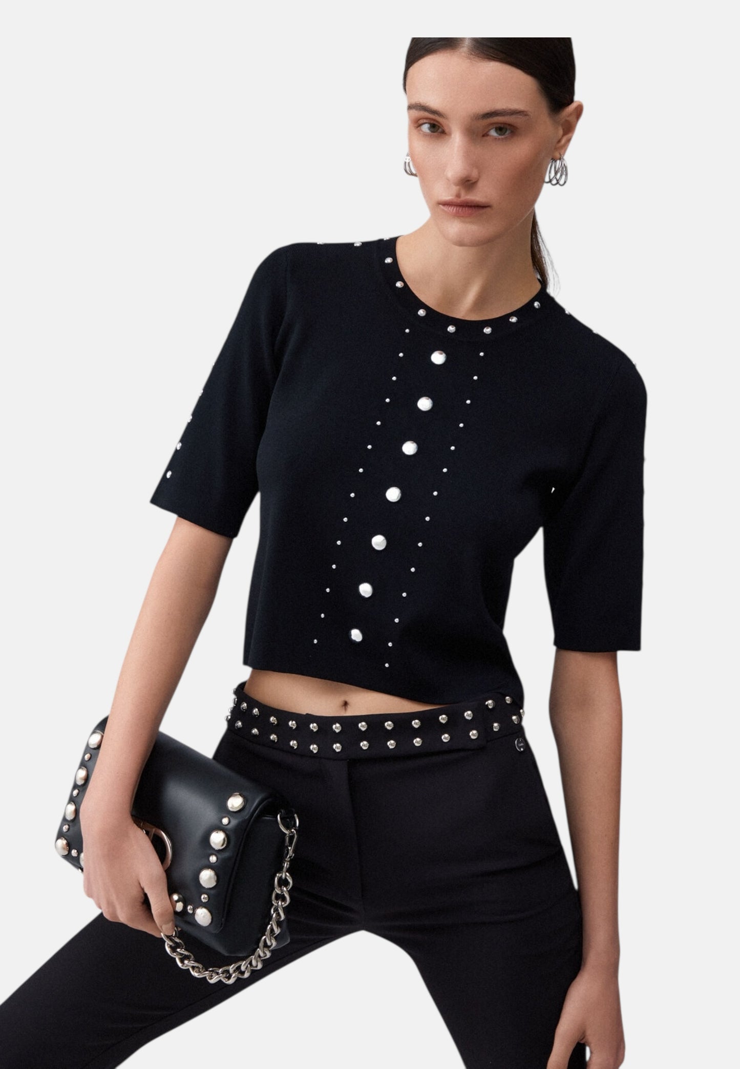 Top  Donna Liu Jo In Maglia Con Borchie Eco Line WA6092MS55N