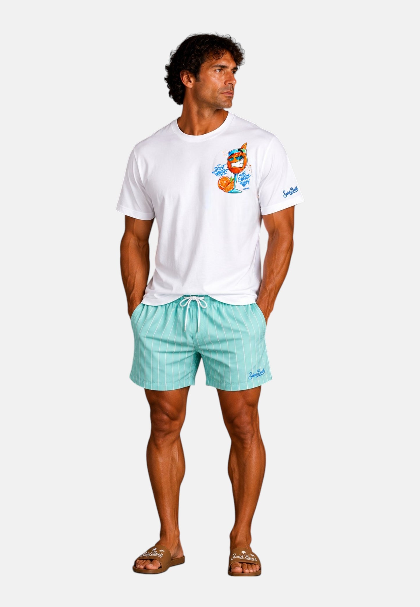 T-Shirt Manica Corta Uomo Mc2 Saint Barth Stampa/Ricamo Fronte E Retro Cpt Spritz Portland PRL0002