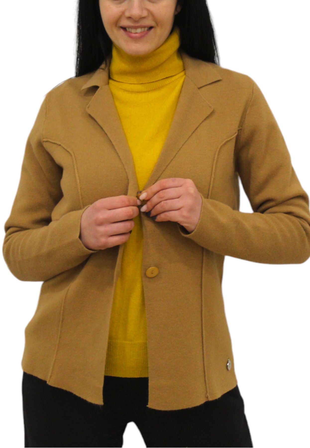 Giacca Blazer Donna White Wise In Maglia Con Collo A Revers  WW18057