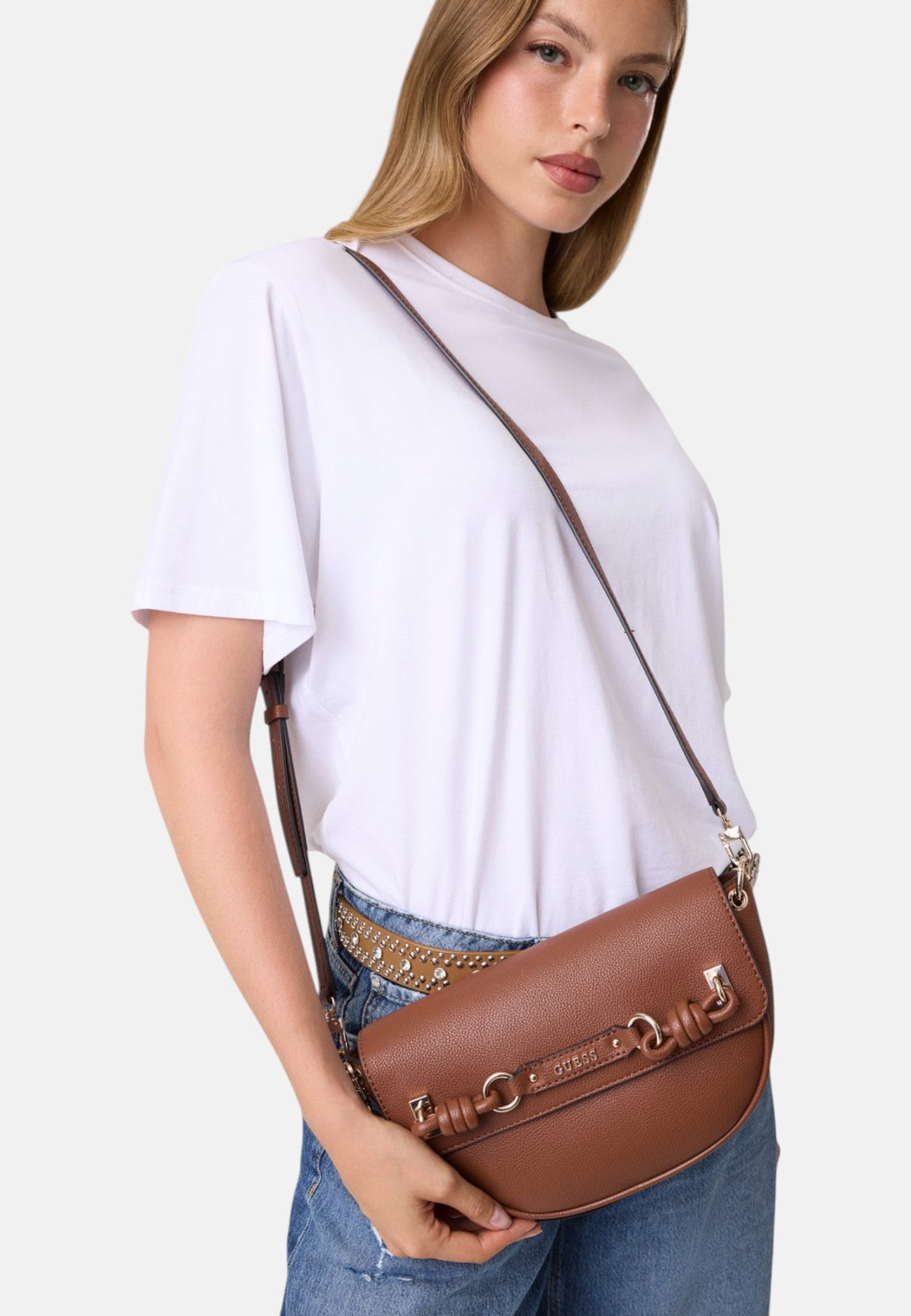 Borsa A Spalla Donna Guess Flap Shoulder Bag Camelia HWBG9742190