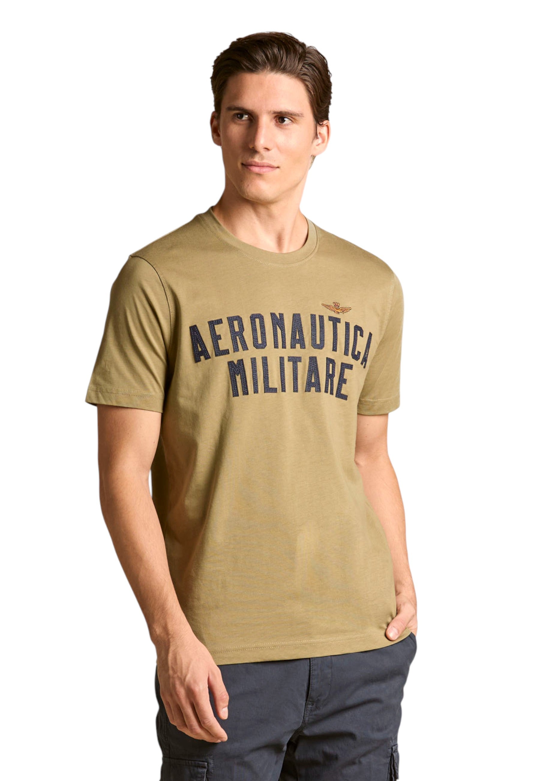T-Shirt Manica Corta Uomo Aeronautica Militare Con Logo In Feltro  252TS2478UJ00641