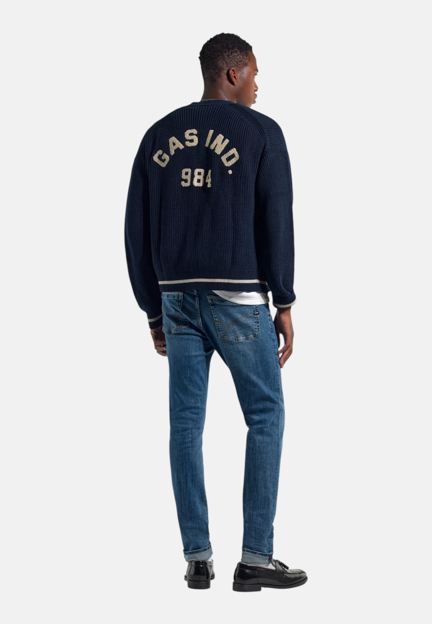 Jeans Skinny Fit Uomo Gas Stone Medium Blue + 3D Wiskers Sax Zip Plus 351598030291