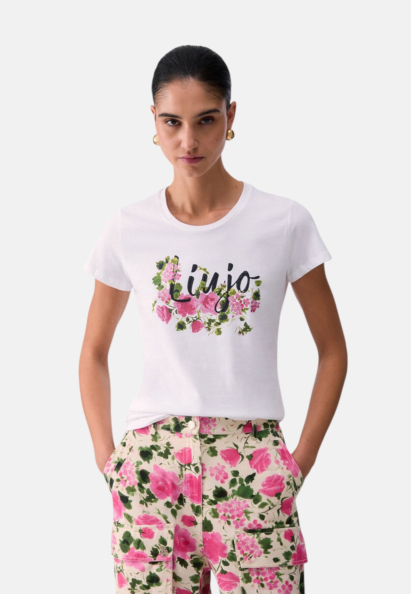 T-Shirt Manica Corta Donna Liu Jo Liujo Naive Rose Eco Line WA6493JS923