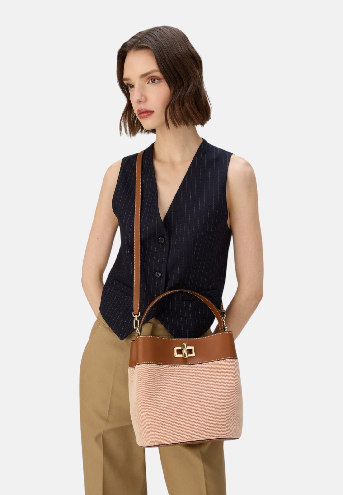 Borsa A Mano Donna Furla Secchiello Medium Tessuto Canvas Furla Amelia WB01953BX3542