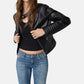 Giacca In Pelle Sintetica Donna Guess Stile biker Marlene Caribou W6YL25W2914