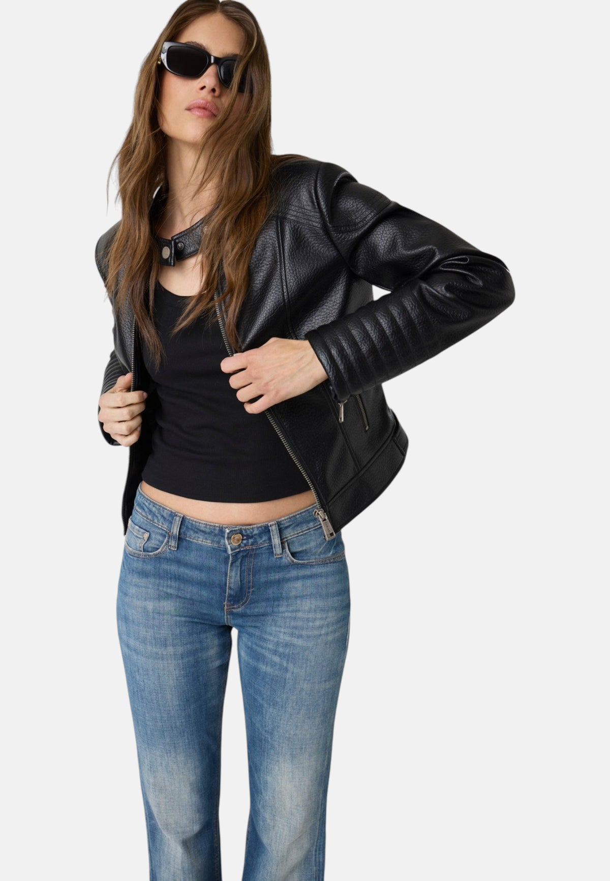 Giacca In Pelle Sintetica Donna Guess Stile biker Marlene Caribou W6YL25W2914