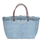 Borsa A Spalla Donna Mc2 Saint Barth Denim City Bag Mid Fringe CBMF001