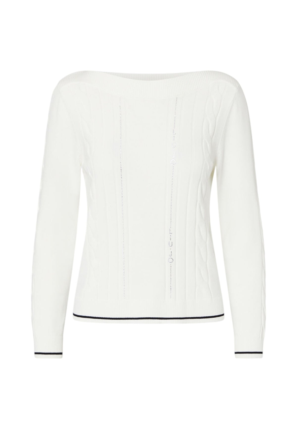 Maglia Scollo A Barca Donna Liu Jo Con Trecce E Strass  TF6189MS63L