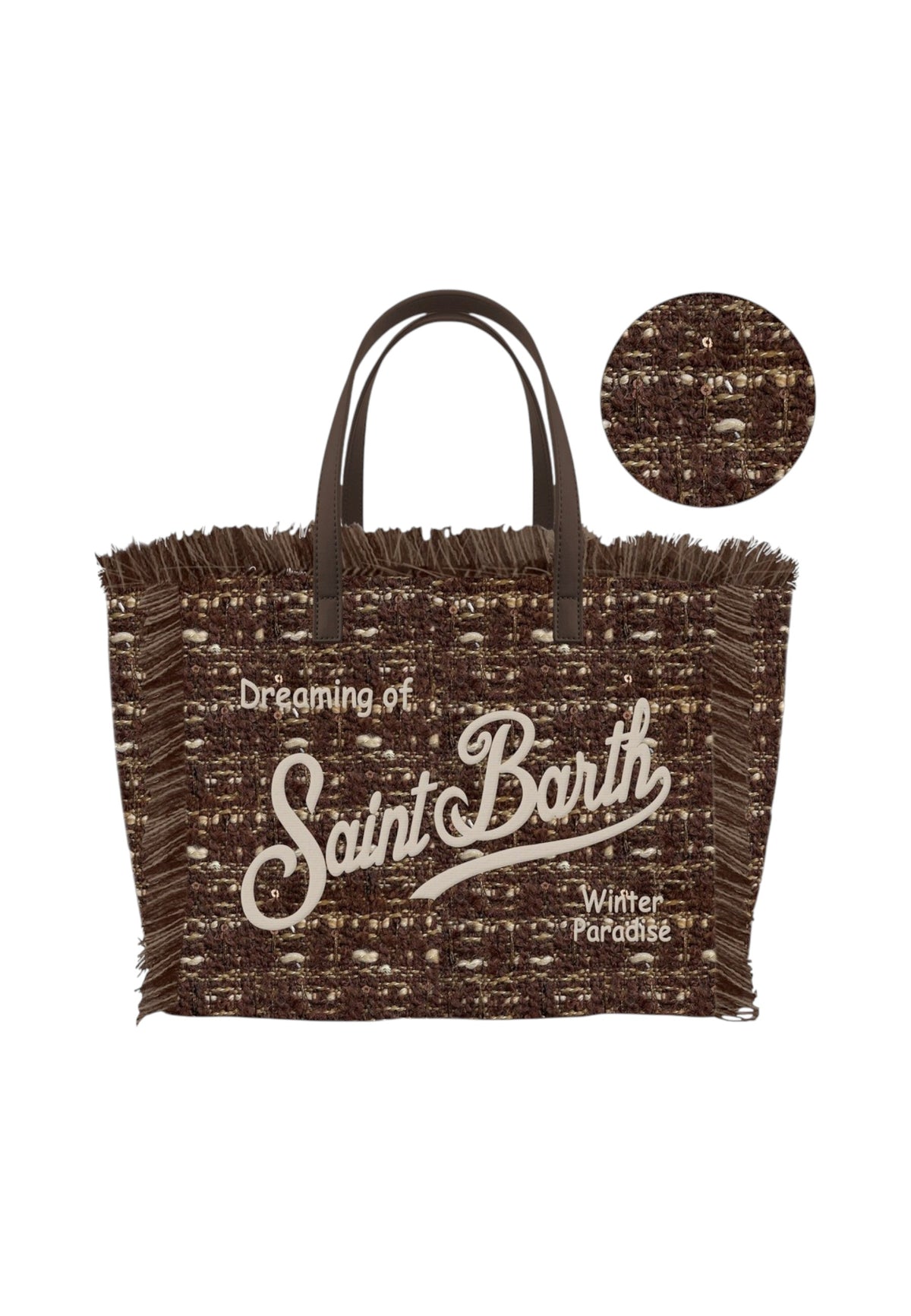 Borsa A Spalla Donna Mc2 Saint Barth Logo Sul Davanti, Doppi Manici, Bordo Sfrangiato, Il Logo Saint Barth Sul Davanti Colette Tweed N COL0050