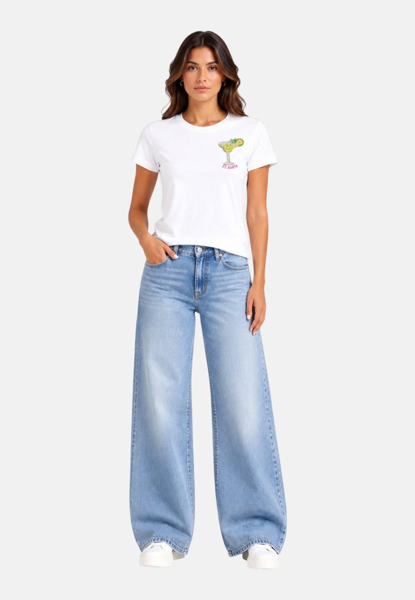 T-Shirt Manica Corta Donna Mc2 Saint Barth Sb Margarita Beads Emb Emilie EMI0001