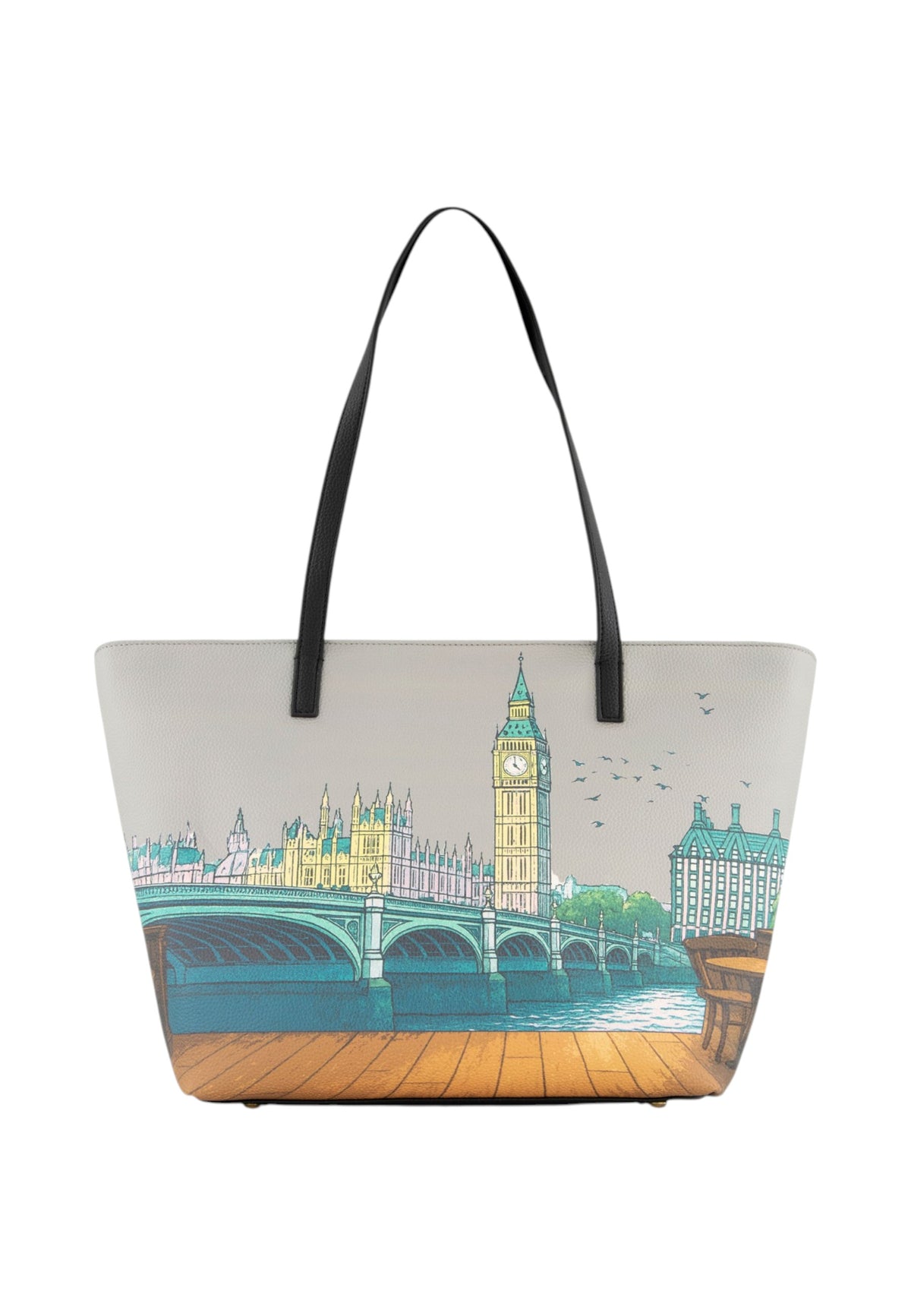 Borsa A Spalla Donna Braccialini A Spalla, Manico doppio, Chiusura con zip, Due tasche interne, una con zip e una aperta, Stampa Cartoline dedicata a Londra, Dimensioni: 46 x 11 x 29 Cm Cartoline Londra B19164YY