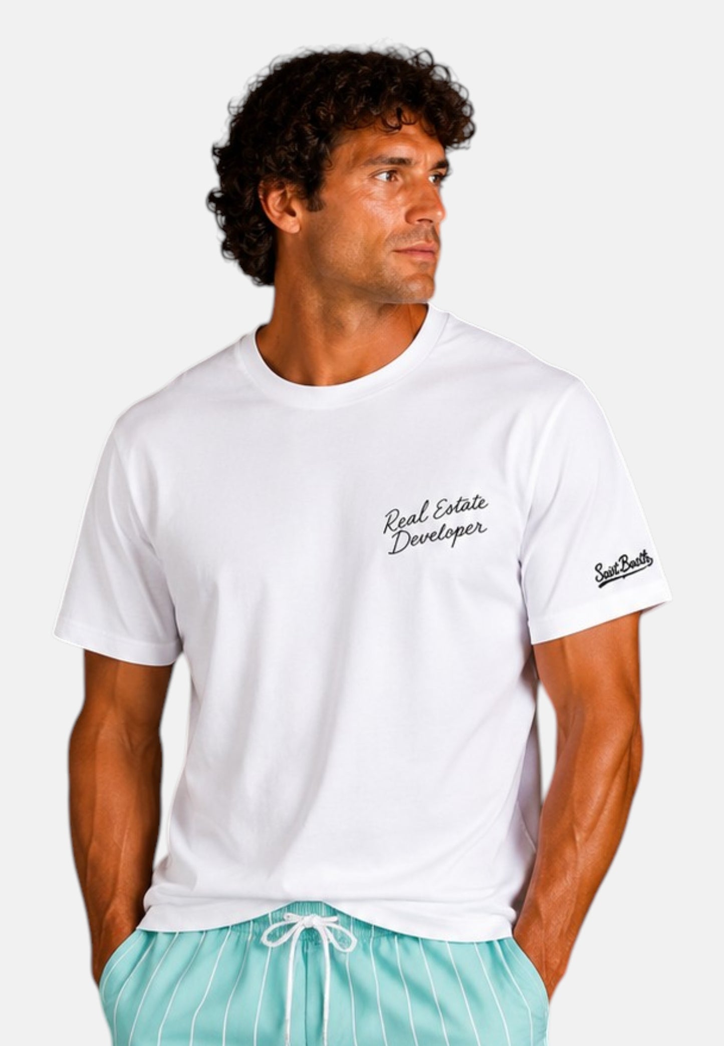 T-Shirt Manica Corta Uomo Mc2 Saint Barth Stampa/Ricamo Fronte E Retro Estate Developer Portland PRL0002